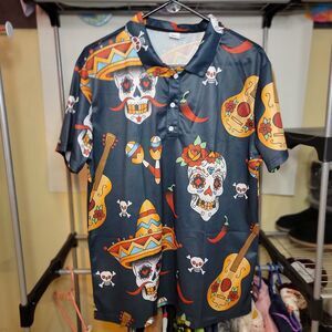Sugar Skull Day Of The Dead Polo (no brand) - Size XL
